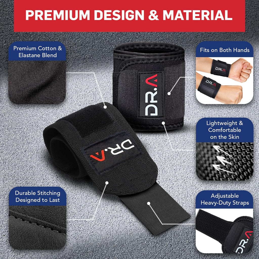 Dr. Arthritis Doctor Developed Wrist Brace, Wrist Wraps for Tendonitis, Hand Support, Ideal for Fitness, Weightlifting (Pair)