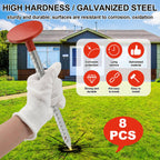 Otoolling 8 Pack 12 Inch Survey Marker Stakes Galvanized Rebar 1.35 lb Heavy Duty Hi Vis Property Line Marker Post for Paver Garden Lawn Landscape Edging Weed Barriers (Orange)