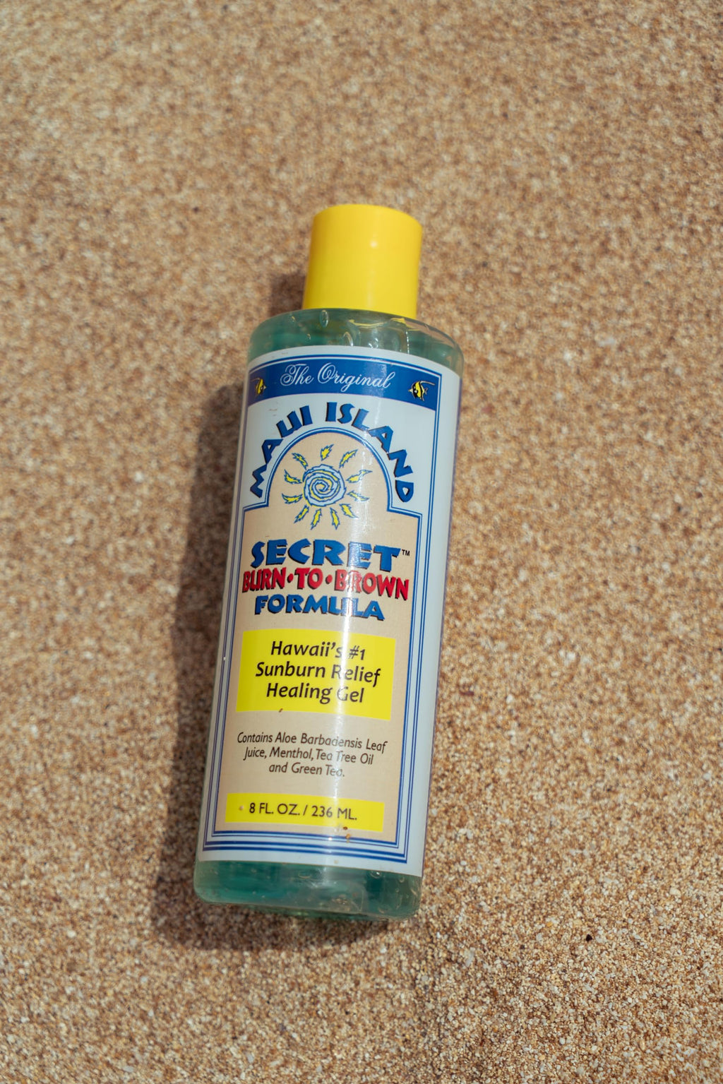 Maui Island Secret Burn to Brown Formula Aloe Sunburn Relief Gel, Soothing & Hydrating - Instant Cooling with Menthol & Tea Tree Oil 8 Oz. 1pack