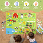 BONNYCO Felt Board for Toddlers with 92 Farm Animal Figures Montessori Toys