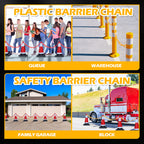 Ahniiqo 60 Feet Plastic Barrier Chain Black,2-Inch Link Diameter Safety Barrier Chain，Large Plastic Chain，8MM Plastic Barrier Chain，Plastic Chain Links