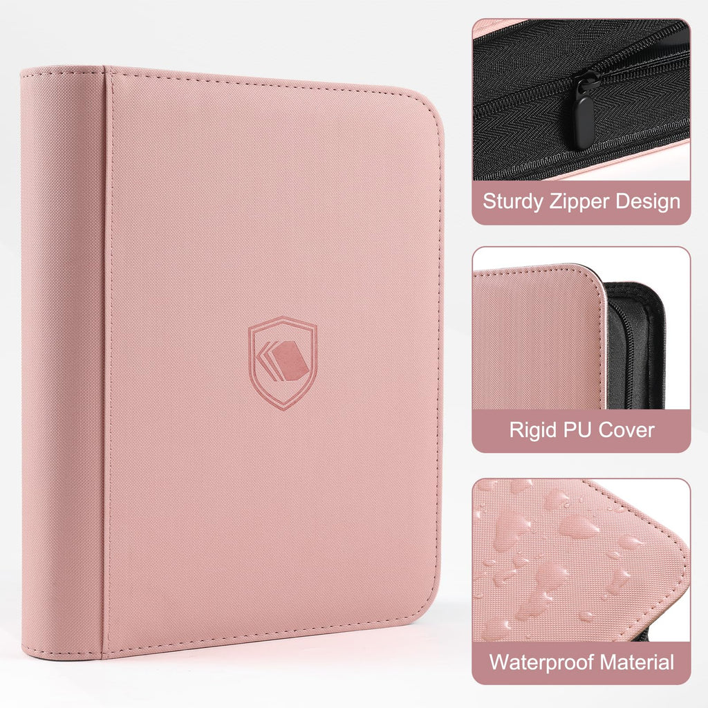 Toploader Binder, Holds 360 Toploaders, 100 Toploaders INCLUDED, 9-Pocket PU Cover Top Loader Binder for 3" x 4" Rigid Toploaders, Ringless Double-Sided Toploader Card Binder for TCG, Sport Cards