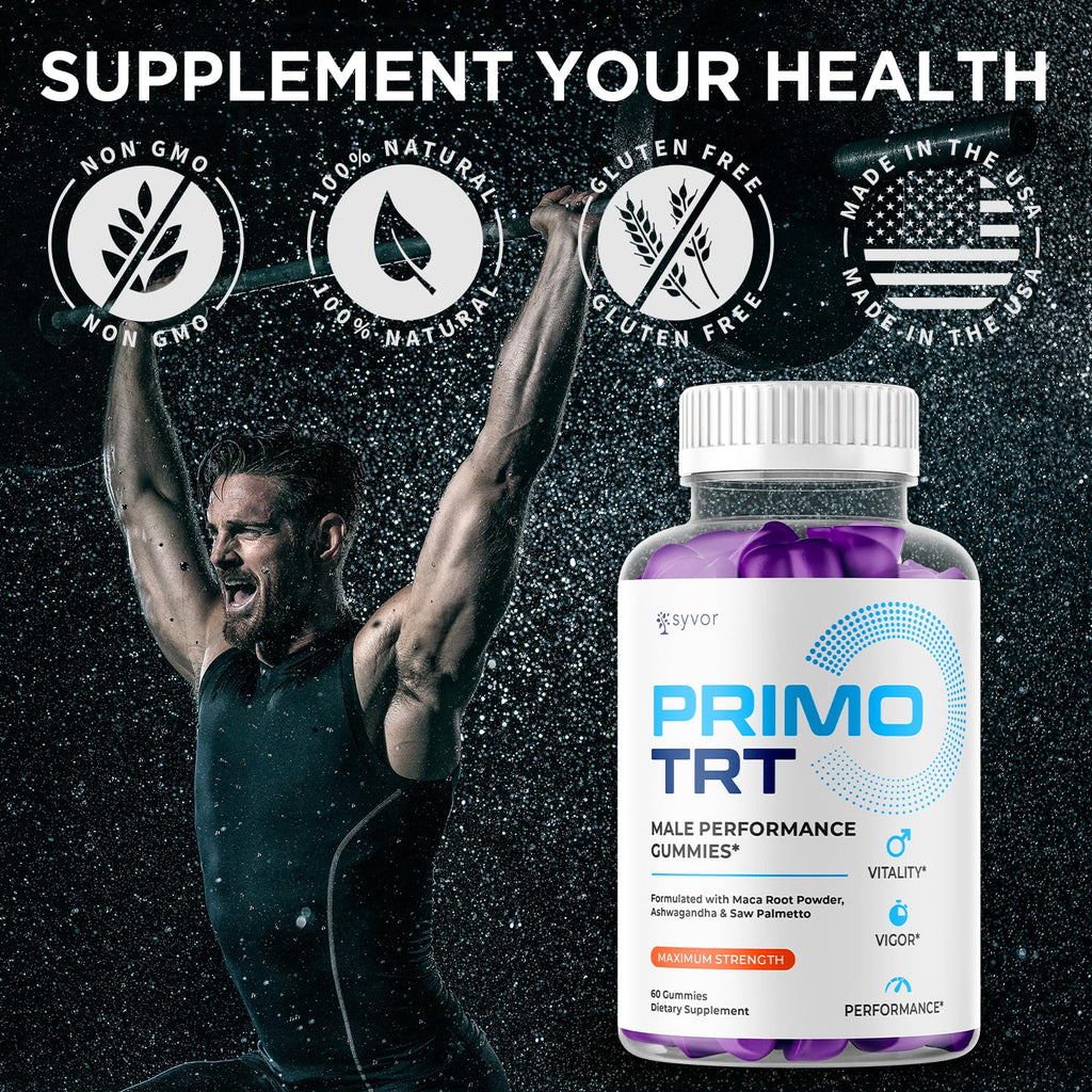 Primo TRT Gummies for Men, Official Primo TRT Male Performance Gummies with Maximum Strength Ingredients, Advanced PrimoTRT Male Health Support Gummy Supplement Premium Quality Vitamins (60 Gummies)