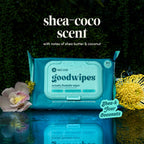 goodwipes Flushable Wipes - Shea-Coco, 153 Wipes (3 Pack + 3 Singles)