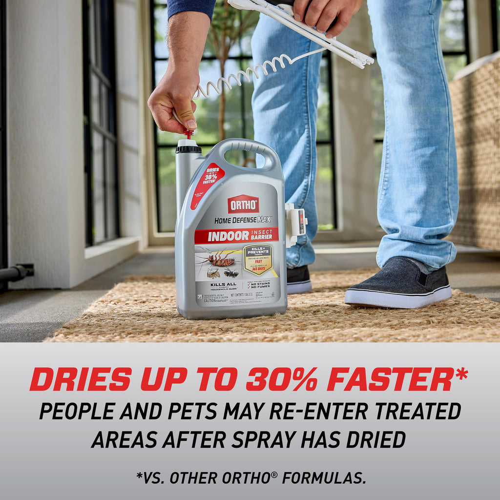 Ortho Home Defense Max Indoor Insect Barrier with Extended Reach Comfort Wand - Ready-To-Use Home Bug Spray, Kills Ants, Roaches, Spiders, Fleas and Ticks, 1 gal.