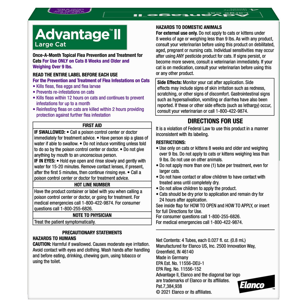 Advantage II Large Cat Topical Flea Treatment & Prevention, 4ct