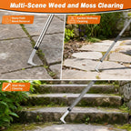 HORM 47.24'' Crack Weeder, Stainless Steel Manual Crevice Weeding Tool, Long Handle Weed Grabber Remover, L-Shaped Manual Weeder Puller, Durable Crevice Weeding Tool for Sidewalk Garden Lawn