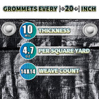 TA*RP YXCN Black Tarp 20x30 Feet, 10 Mil Thick Waterproof Poly Tarps Cover UV Resistant, Rip & Tear Proof with Metal Grommets Every 20 Inches