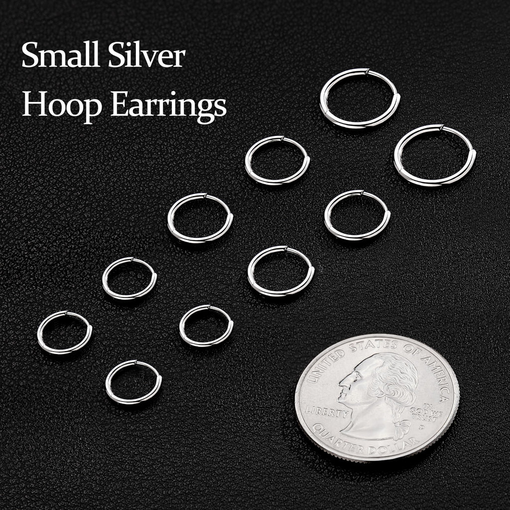 Gokeey 5 Pairs 316L Stainless Steel Small Hoop Earrings Set for Women, Cute Huggie Earrings for Women, Hypoallergenic Tiny Cartilage Earrings Hoop Silver Hoop Earrings for Men Multiple Piercing