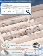 ADRAMATA Hypoallergenic Silver Earrings Stack for Women - 7Pairs Surgical Steel Small Huggie Hoop Stud Earrings Set Cartilage Jewelry Trendy Christmas Gifts Stylish