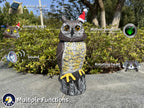 Ugold Solar Powered Owl, Motion Detection, Rotating Head, Realistic Hoots and Silent Mode, Outdoor Statue, Sculpture, Owl Decoration with a Christmas Hat for Home, Garden, Patio and Lawn
