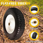 4.80/4.00-8 Wheelbarrow Tire Flat Free, 16'' Tire and Wheel 330LB Load Capacity, with 5/8" & 3/4" Bearings, 3''-4''-6''-7'' Adjustable Hub for Garden Cart, Hand Truck, Trolley, Wagon, 2 Pack