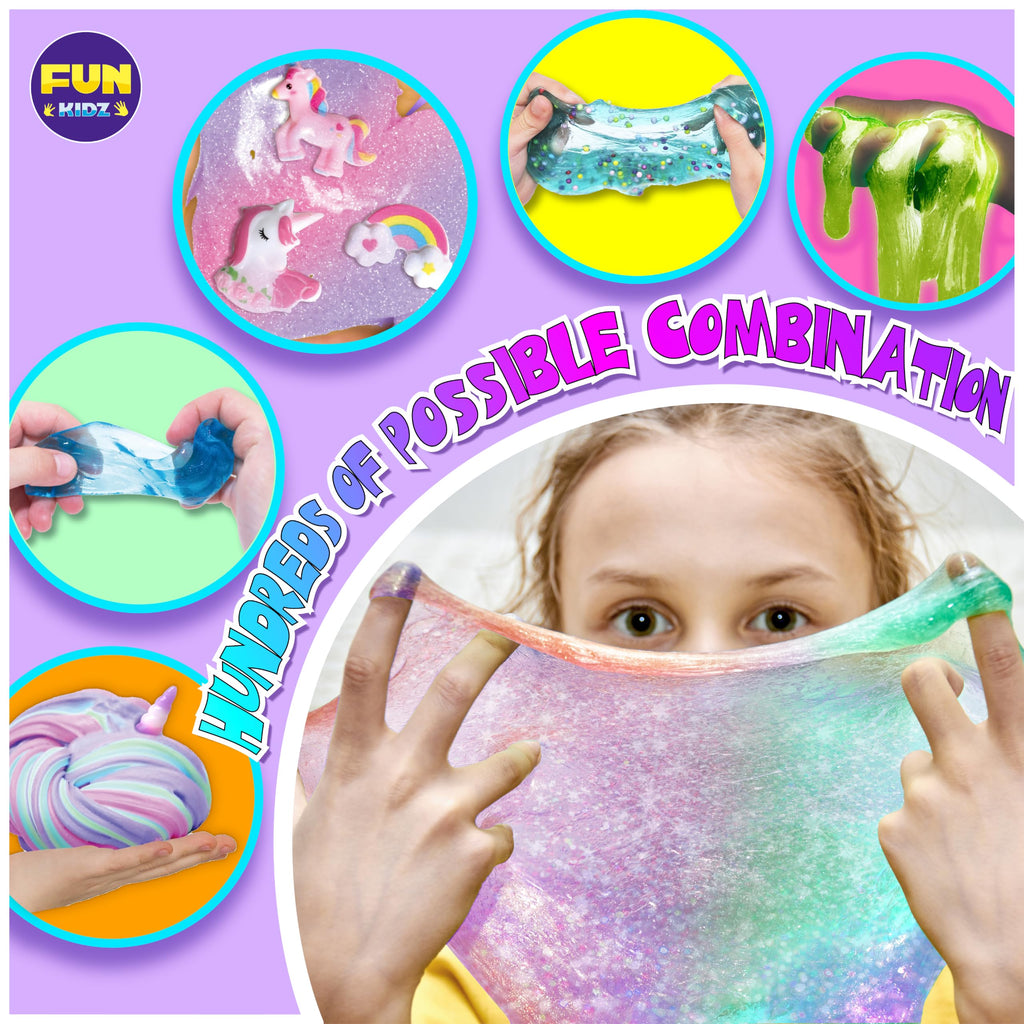 Fluffy Unicorn Slime Kit for Girls, FunKidz Cloud Slime Gift for Ages 6+ Kids Fun Slime Making Kit Awesome Craft Toy Birthday Present Ideas