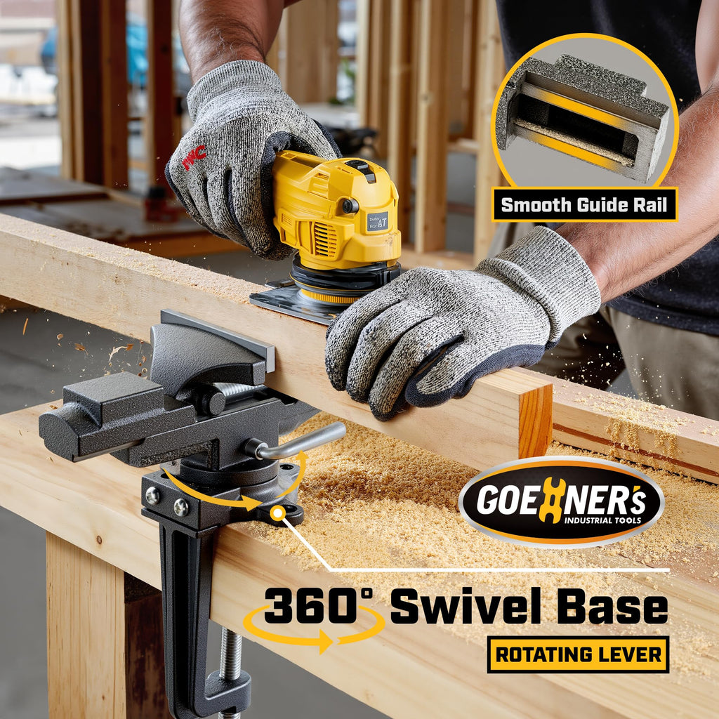 Dual-Purpose Combined Universal Vise 3.3" with 360° Swivel Base, Bench Vise or Table Vise Clamp-On with Quick Adjustment, Movable Home Vice for Woodworking