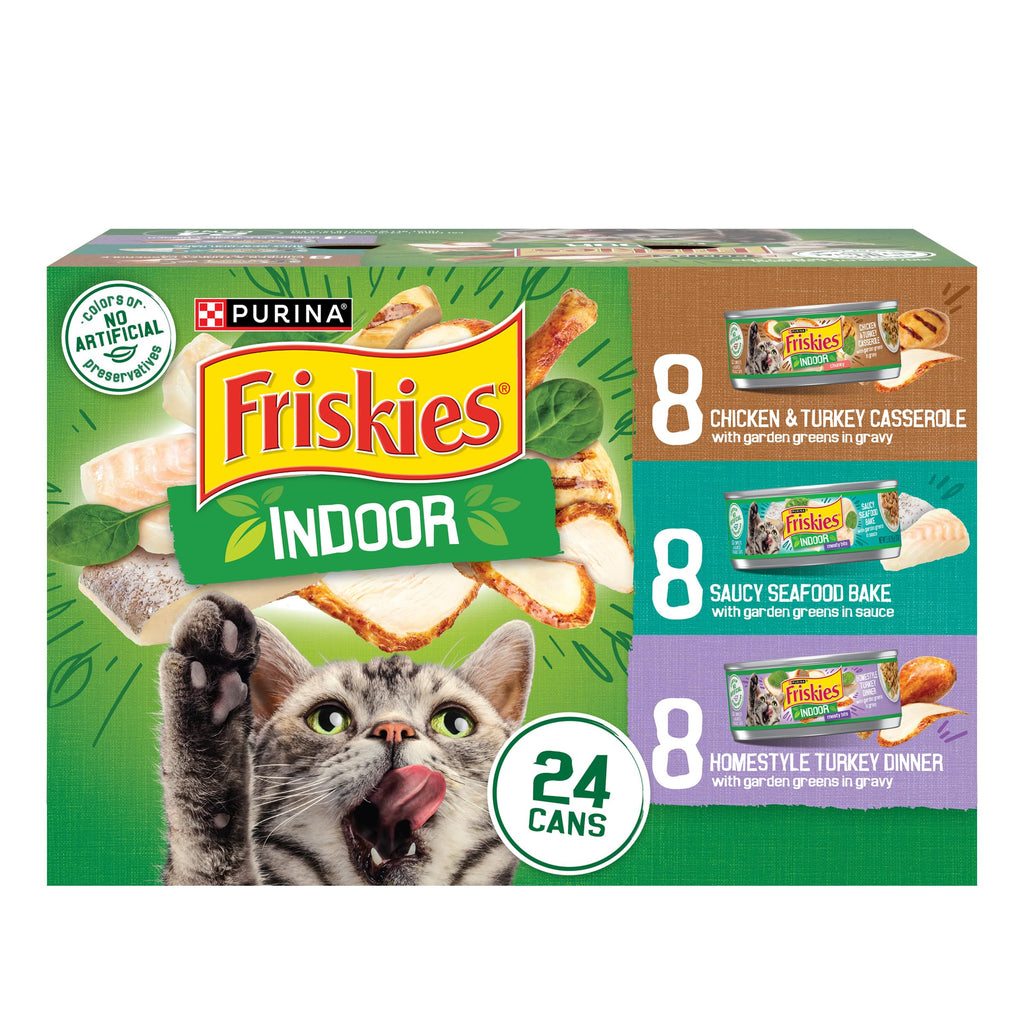 Purina Friskies Indoor Wet Cat Food Variety Pack, (24) 5.5 oz Cans