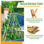 4ft Expandable Bamboo Teepee Trellis for Climbing Plants, Self-Standing Natural Bamboo Trellis for Plant Support, Folding Garden Trellis for Vines Flowers Vegetable Indoor Outdoor