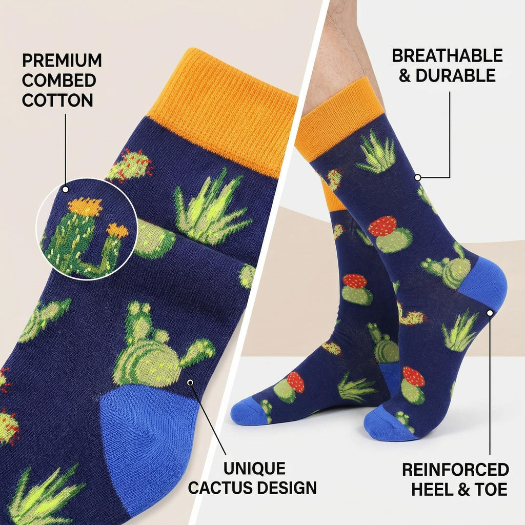 Funny Socks for Men, Crazy Colorful Novelty Fun Cotton Mens Dress Sock 8-12