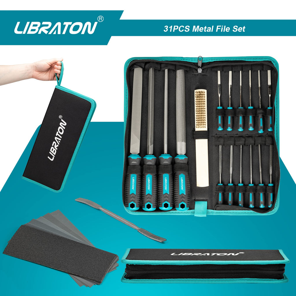 LIBRATON 31PCS Metal File Set, Metal Files, 12 Needle Files