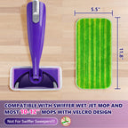 Reusable Mop Pads Compatible with Swiffer Wet Jet, Wet Jet Pads Refills for Swiffer Mop, Microfiber Replacement Pads for Hardwood Floor Cleaning, Dry Wet Mopping Cloths for 12" Wet Jet Refill, 6 Pack