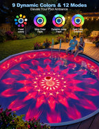 APONUO Solar Pool Lights, IP68 Waterproof Floating Pool Lights with Remote& Button Control, 9 Lighting Colors& 3 Modes Pool Solar Light, Timer& Memory, Floating Light for Pool, Party, Bathtub (1 Pack)