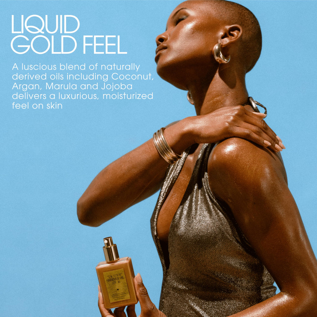 "VACATION" Shimmer Oil SPF 30 by Vacation, Shimmering Body Sunscreen, Water-Resistant, Enhances All Skin Tones, Dermatologist-Tested, Vegan, Travel Size, 2.9 Fl. Oz.