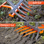 Walensee Broadfork Garden Tool, 9 Tines Heavy Duty Broad Fork Hand Tiller, 2-in-1 Garden Pitchfork with Ergonomic U-Shaped Handle, Spading Digging Fork for Gardening, Cultivating