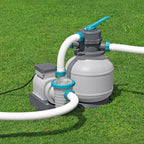 Bestway 2,200 Gallon Sand Filter Pool Pump for Above Ground Swimming Pools up to 14,400 Gallons with Pre-Filter Strainer Basket & Valve Adapter Set