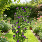 2 Pack 31 Inch Black Coated Wave Pot Metal Trellis Panel,Plant Stakes for Climbing Plants Outdoor Roses Vines Flower Vegetable Supports