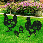 Rngmsi Metal Chicken Yard Art - 4PCS Chicken Garden Decor - Funny Garden Decorations for Yard - Cute Rooster Yard Art - Outdoor and Garden Gifts - Decorative Lawn Stakes for Men and Women