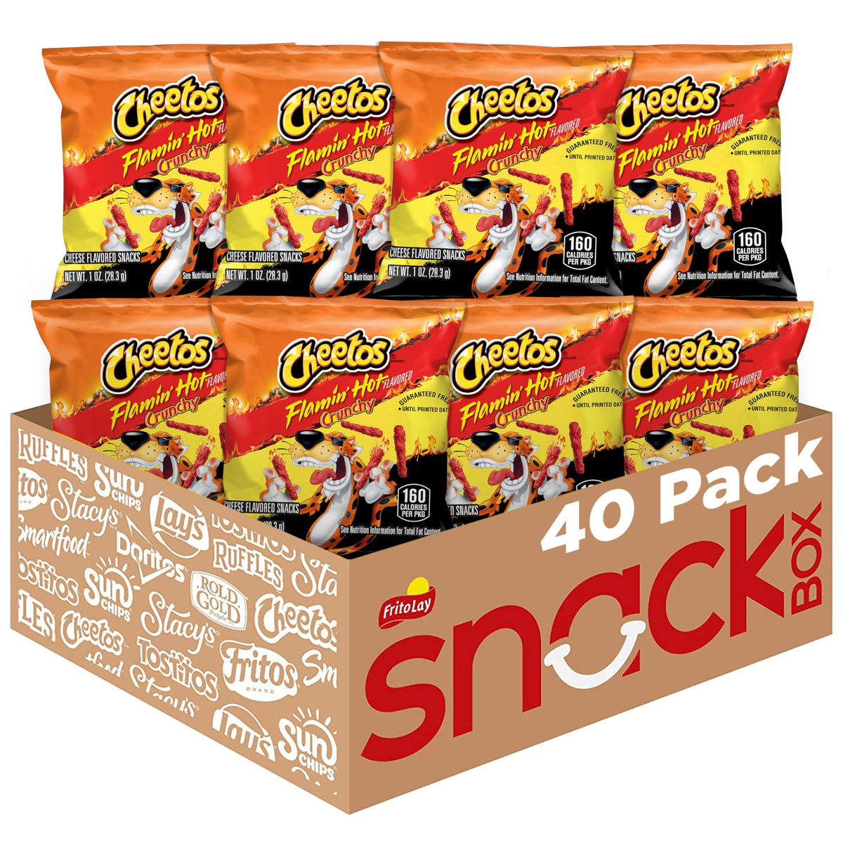 Cheetos Cheese Flavored Snacks, Flamin' Hot Crunchy, 1 Ounce (Pack of 40)
