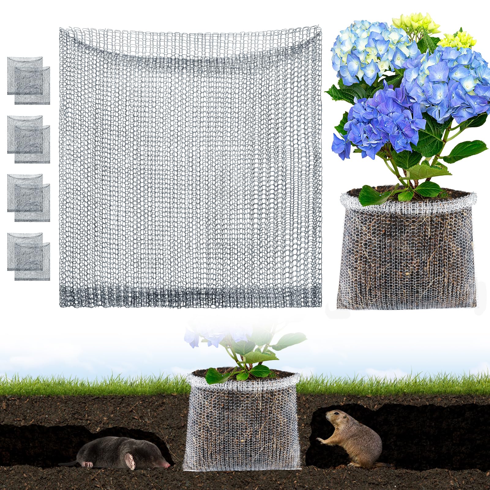 Aulock 5 Gallon Plant Root Protector for Gopher Voles Moles, 6 Pack Stainless Steel Guard Baskets Cages