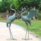 Oritty 33-37 Inch Metal Crane Garden Statue Décor for Yard Patio Lawn Pool