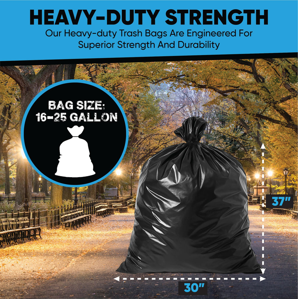 16-25 Gallon Trash Bags – Bulk 520 Count – Medium-Large Black Garbage Bags, One Size Fits 16, 20, 25 Gal Trash Can Liners for Bathroom, Kitchen, Home, Office & Commercial – Tear-Off Roll