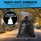 16-25 Gallon Trash Bags – Bulk 520 Count – Medium-Large Black Garbage Bags, One Size Fits 16, 20, 25 Gal Trash Can Liners for Bathroom, Kitchen, Home, Office & Commercial – Tear-Off Roll