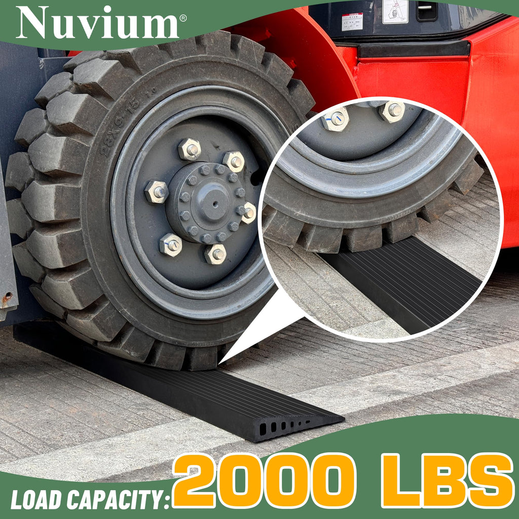 Nuvium 1.2" Rise Threshold Ramps for Doorways, 35.5" Wide Natural Rubber Power Wheelchair Ramp is Adjustable and Cuttable for Doorways, Curb, Sweeper, Power Scooters, 2000 Lbs Load Capacity