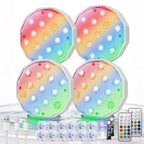 Ollny Pool Lights with Remote, Rechargeable Submersible LED Lights 3000mAh Battery, 16 Colors Changing IP67 Waterproof LED Puck Lights for Above Ground Pools, Inground Pool, Ponds, Hot Tubs 4 Pack