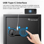 Bonsaii Safe Box with Holder and Removable Shelf, 1.2 Cu. Ft Steel Security Cabinet with Digital Keypad Lock and Type C Port for Home, Office, Valuables, Money, Jewelry, 12.99"W x 12.99"D x 14.17"H