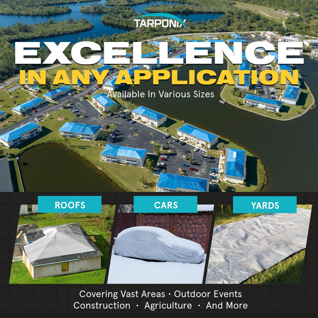 Tarponix Super Heavy-Duty Brown Tarp 6' x 20' – 16 Mil Thick, All-Weather Waterproof Cover with Reinforced Edges and Sturdy Grommets