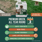 PetraMax Max Grass Paint for Lawn - Maintain Perfect Green Grass, Spray for Lawn & Shrubs Green Spray, Paint Pair with Petra Sprayers - Touch up Dog Spots - Non-Toxic Safe for Pets (Premium, 1 Gal)