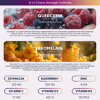 (3 Pack) Quercetin Gummies with Bromelain Zinc Elderberry Vitamin C D3 K2, Quercetin 1000mg Supplement with Bromelain 500mg for Cardiovascular, Immune System & Allergy, Vegan Gummy for Adult & Kid