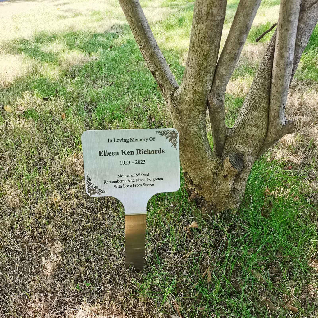 Signxuni Engraved Memorial Plaques for Outdoors, Stake Mounted Metal Plaque