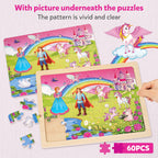 SYNARRY 6-Pack Large Wooden Unicorn Mermaid Princess Fairy Jigsaw Puzzle