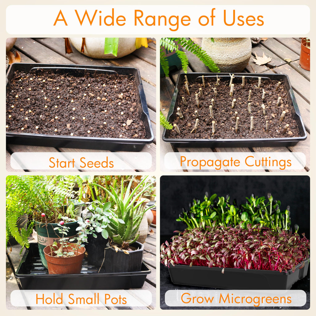 Gardzen 10 Pack Seed Trays Reusable Plant Grow Trays No Drain Holes