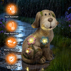 Smadeer Solar Dog Garden Statue with Light, Cute Outdoor Dog Decoration for Yard, Patio, Lawn Balcony, Animal Figurines Housewarming Gardening Gift, Crafted Gifts for Mom Women