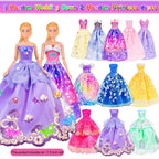 91pcs 11.5 Inch Girl Doll with Clothes, Accessories and Closet - Princess Gowns, Fashion Dresses, Outfits, Swimsuits, Shoes, Hangers - Dress Up Toys for Girls, Kids, Toddlers (Doll Included)
