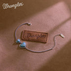 Wrangler Heart Charms Link Bracelet, 14K Gold Turquoise Jewelry for Women