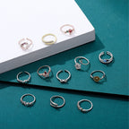 12 Pcs Rose Gold Rings for Women Knuckle Rings Set - Engagement Rings for Women - Cubic Zirconia Rings for Teen Girls - Stackable Rings for Women Finger Rings- Pack of Silver Rings for Teen Girls