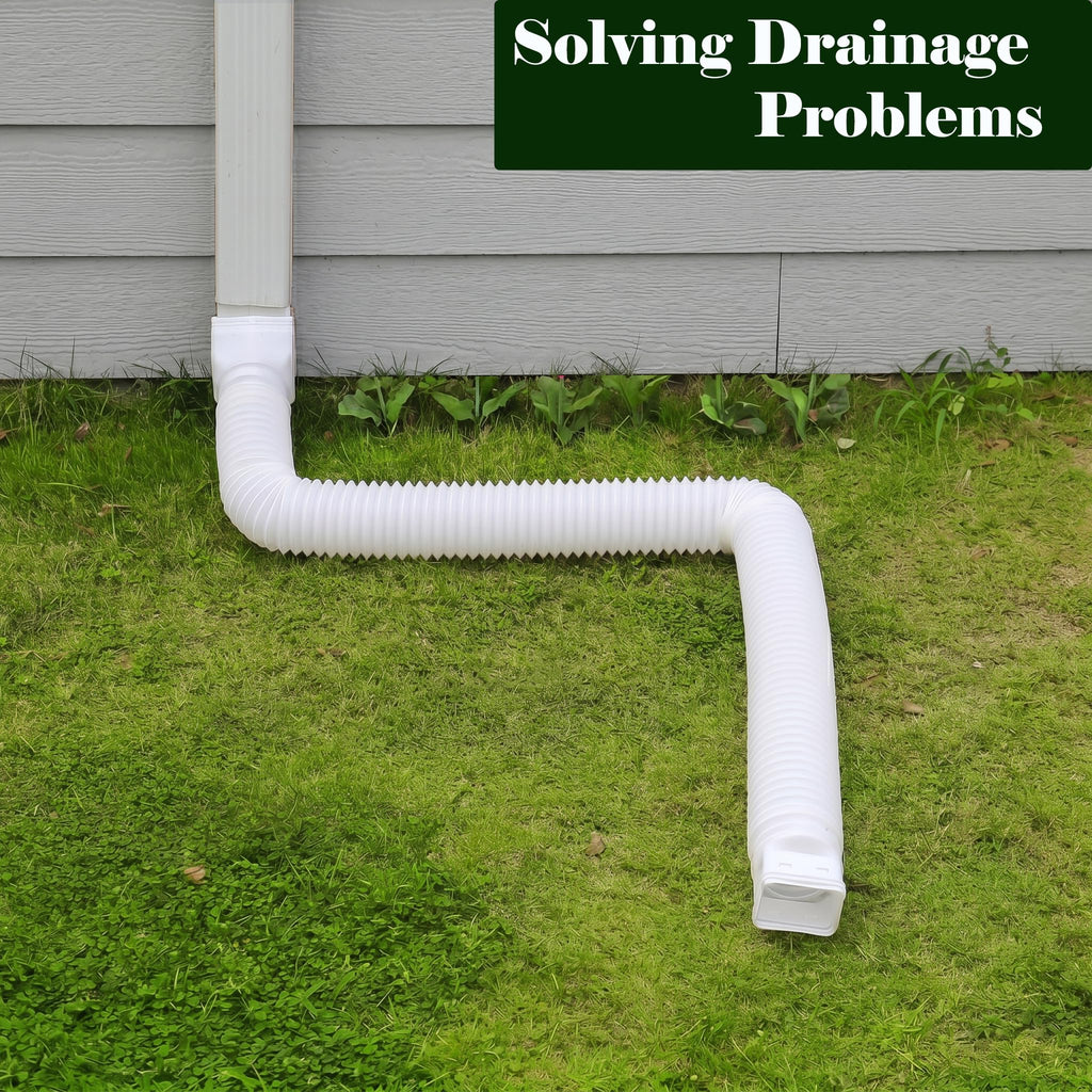 Ogutter Rain Gutter Downspout Extensions, Downspout Extender for Rainwater Drainage Flexible, Down Spout Drain Extension Pipe and Extendable from 21 to 66 Inches (2 Pack, White)