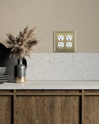 TREEWELL 2-Pack Double Duplex Outlet Cover, Antique Brass Metal Switch Plates and Outlet Covers, Pearls Decorative Wall Plates for Electrical Outlets, 2 Gang Receptacle Cover, Corrosion Resistant