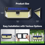 TECKNET 4200LM 416 LED Solar Lights Outdoor IP66 Waterproof,Solar Motion Lights Outdoor with 300° Angle & 3 Lighting Modes,Solar Outdoor Lights for Patio Yard Deck Front Garden Garage- 4 Pack